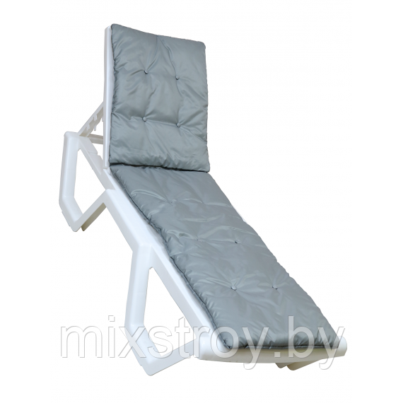 Комплект лежак-шезлонг из пластика белый, с подушкой и регулируемой спинкой, 2шт. - фото 2 - id-p215911611