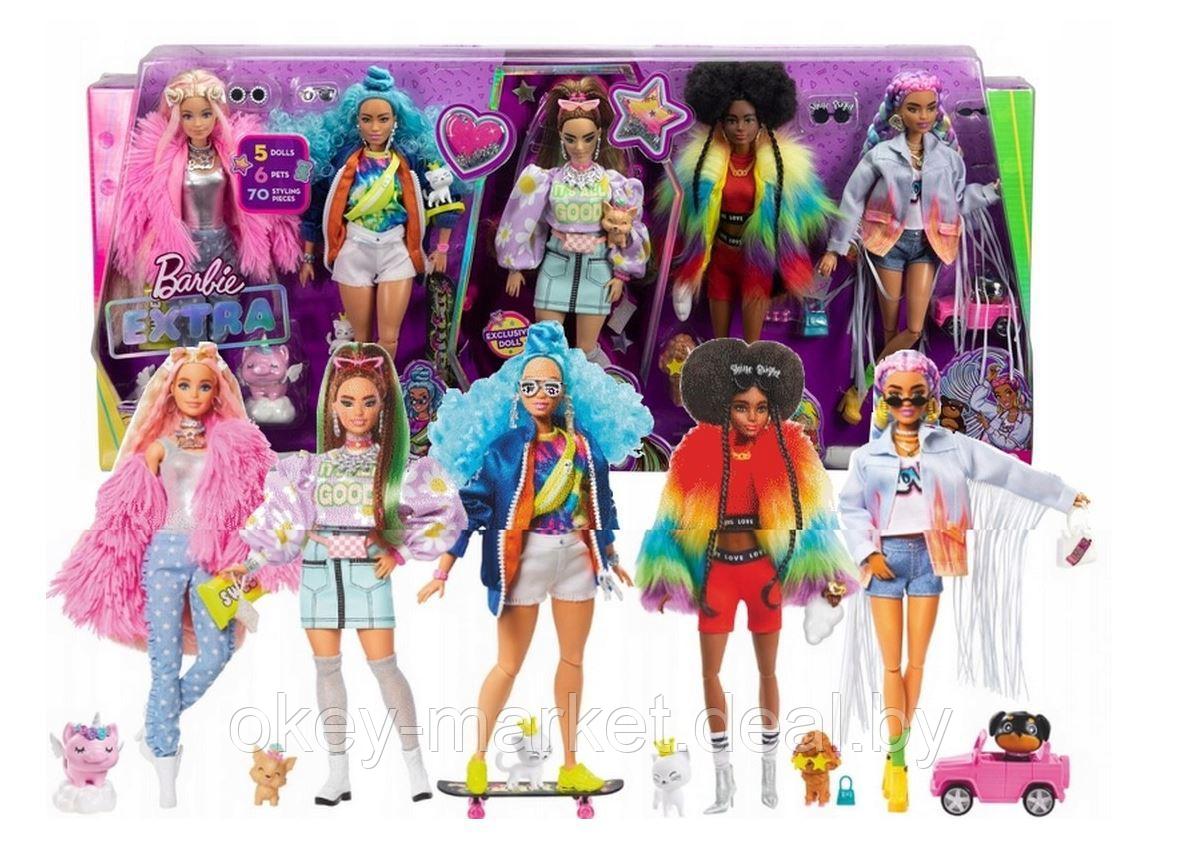 Набор из 5 кукол Барби Экстра Mattel коллекционный Barbie Extra HGB61 - фото 1 - id-p215934002