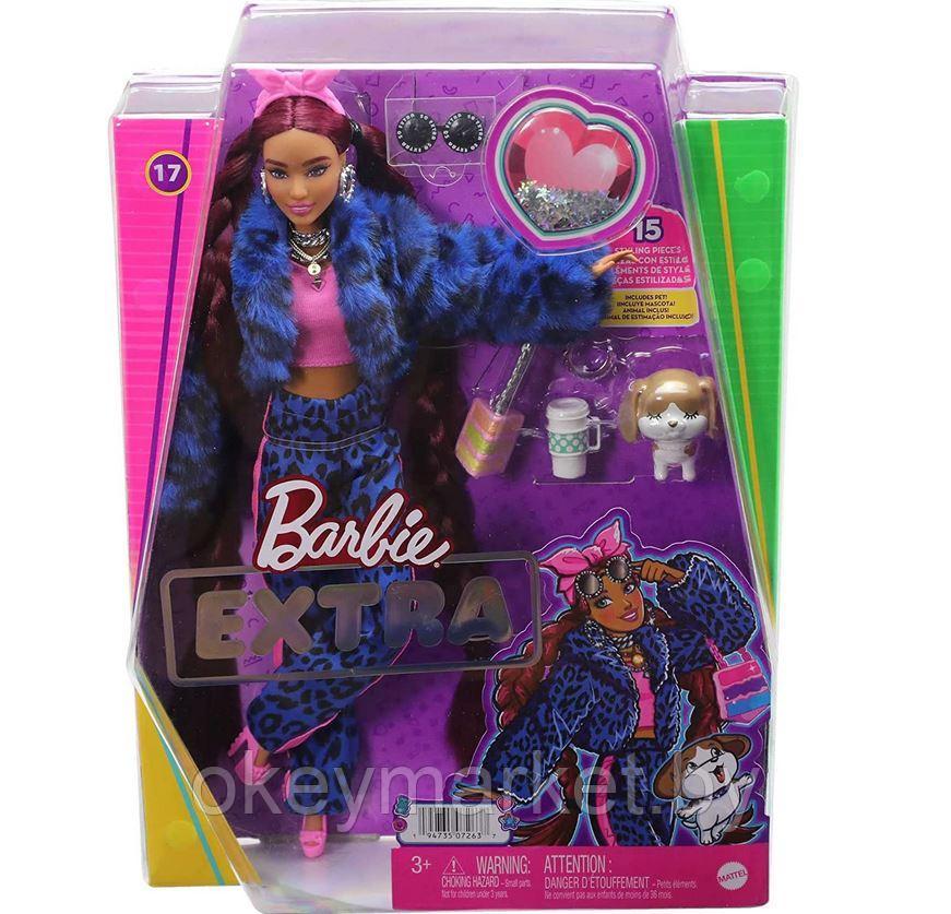 Кукла Barbie Экстра Doll в синем леопардовом костюме HHN09, фото 2