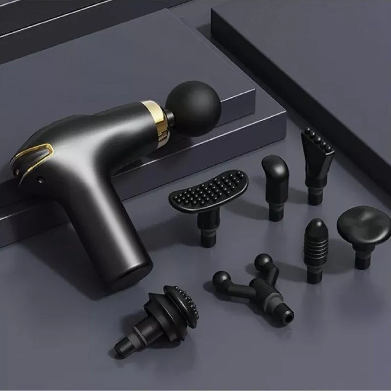 Массажер мышечный / Перкуссионный ударный пистолет Massager KH-920 (8 насадок, 5 режимов, USB/Type-C зарядка)