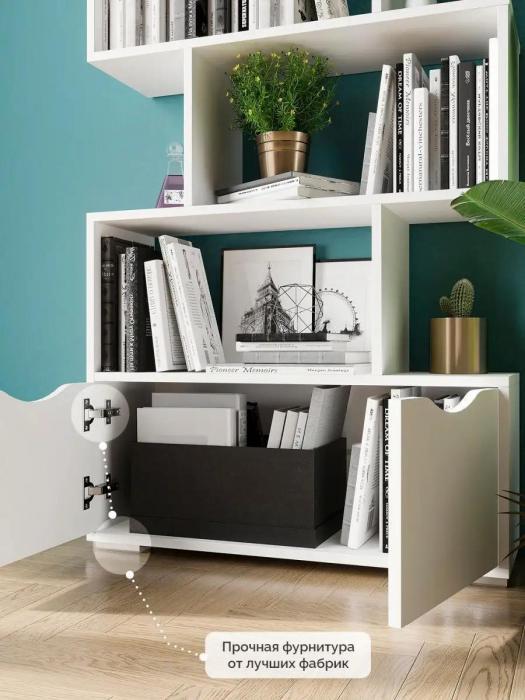 Стеллаж деревянный напольный для книг игрушек дома MP17 белый книжный шкаф с ящиками высокий полки в детскую - фото 7 - id-p215912411