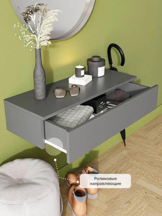 Прикроватная тумбочка для спальни подвесная современная тумба деревянная в комнату туалетный столик VS52 серый - фото 4 - id-p215912451