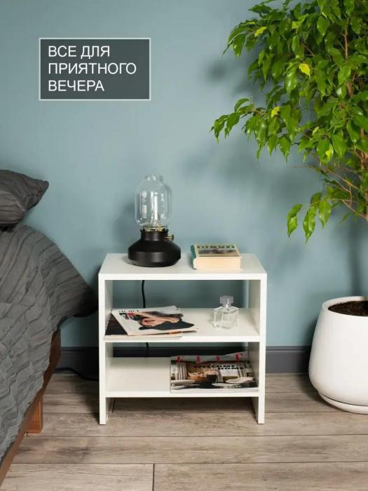 Прикроватная тумбочка для спальни современная тумба узкая деревянная в комнату столик из дерева VS45 белая - фото 3 - id-p215912458
