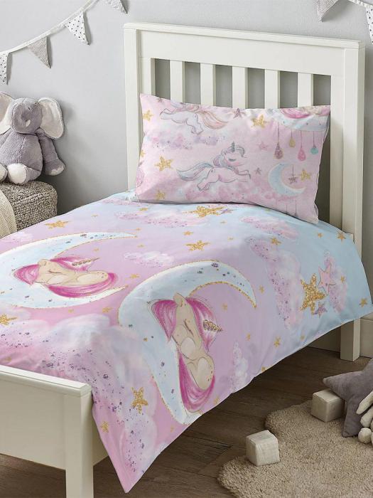 Постельное белье детское в кроватку 160х80 см для девочки новорожденных Единорог принцессы - фото 3 - id-p215913709