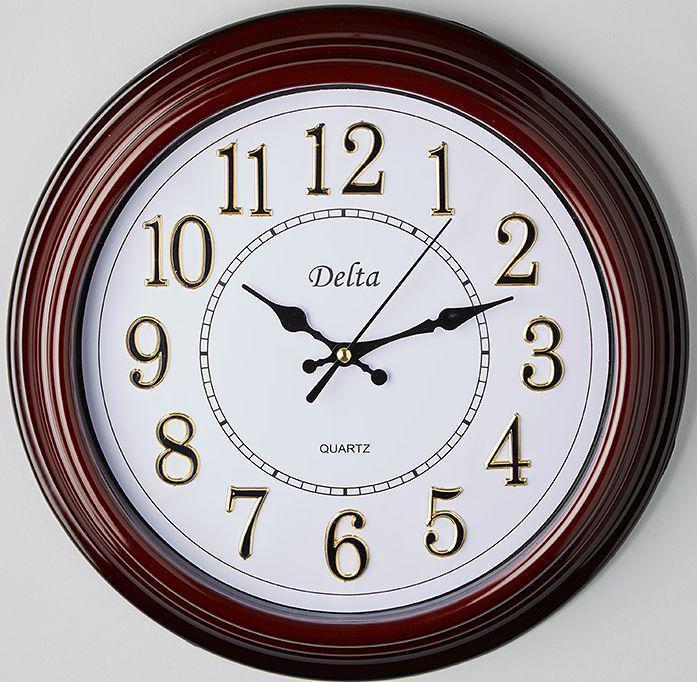 Часы настенные интерьерные бесшумные стильные круглые для спальни зала коричневые MP53 со стрелками - фото 1 - id-p215915069