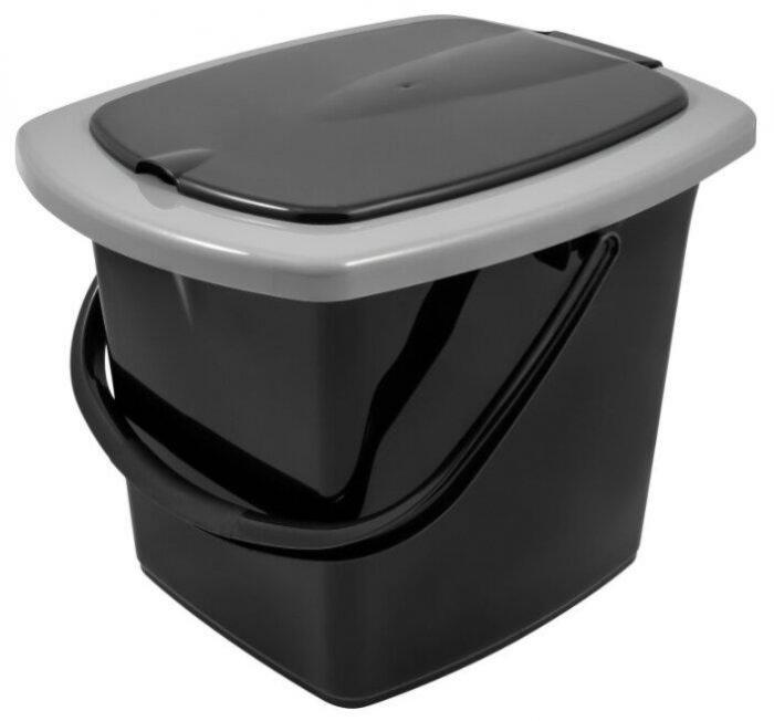 Ведро туалетное PLAST TEAM PT9079ЧЕРН-7РS 16 литров черный туалет биотуалет с крышкой и ручкой - фото 5 - id-p215919171