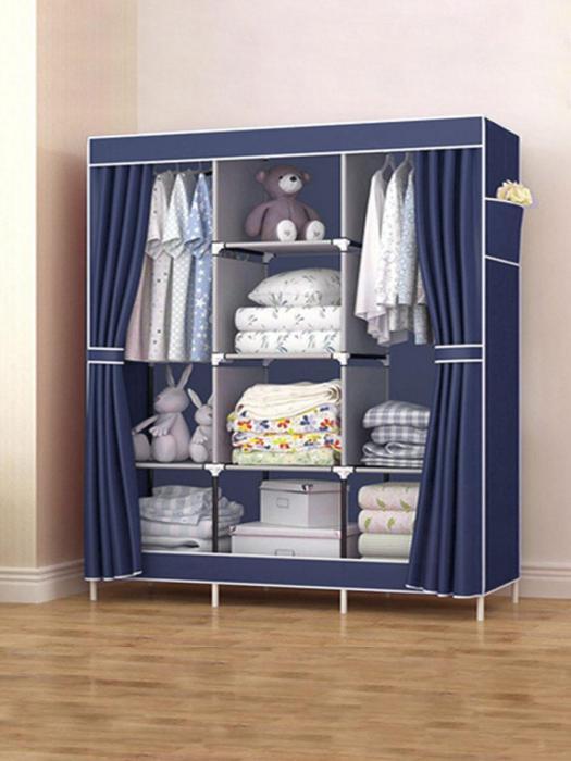 Тканевый каркасный шкаф разборный для одежды VS26 синий распашной складной органайзер из ткани - фото 1 - id-p215916073