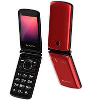 Телефон раскладушка кнопочный сотовый MAXVI E7 красный мобильный раскладной