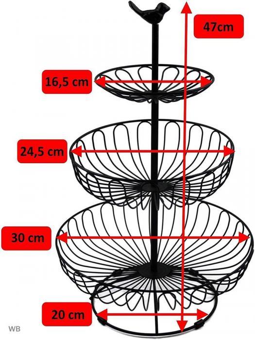 Этажерка для фруктов ваза посуда подставка фруктовница металлическая 3-ярусная конфетница - фото 9 - id-p215915149