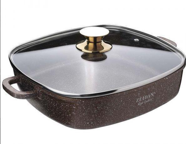 Антипригарный сотейник с крышкой ZEIDAN сковородка квадратная сковорода с двумя ручками гранитным покрытием - фото 1 - id-p215918224