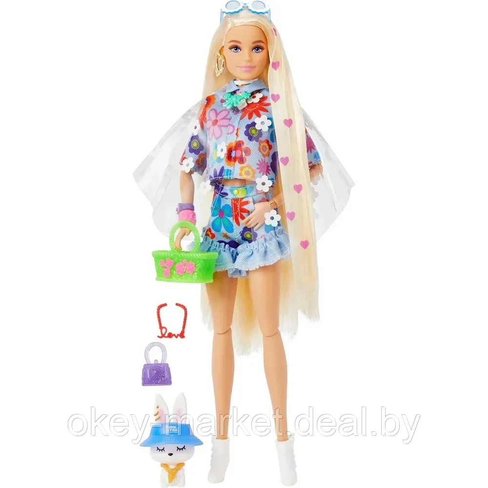 Кукла Barbie Экстра блондинка в джинсовом костюме Mattel HDJ45 - фото 4 - id-p173073422