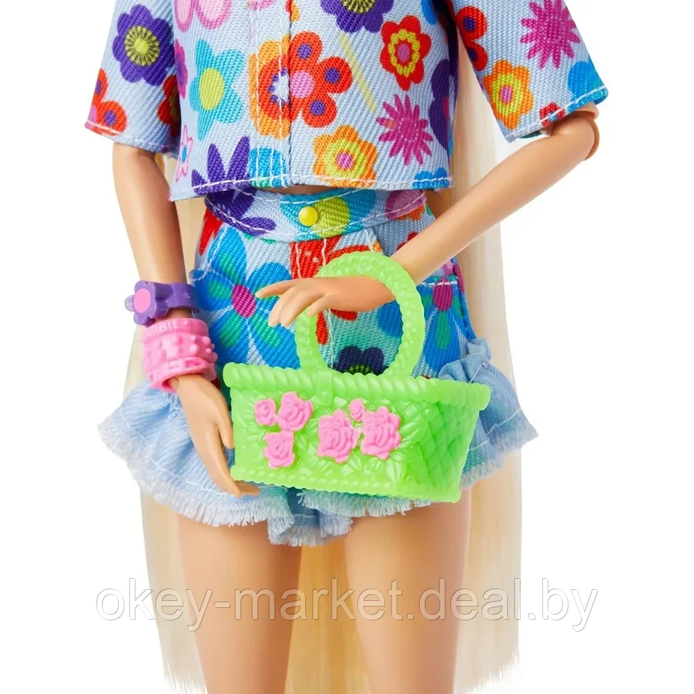 Кукла Barbie Экстра блондинка в джинсовом костюме Mattel HDJ45 - фото 9 - id-p173073422