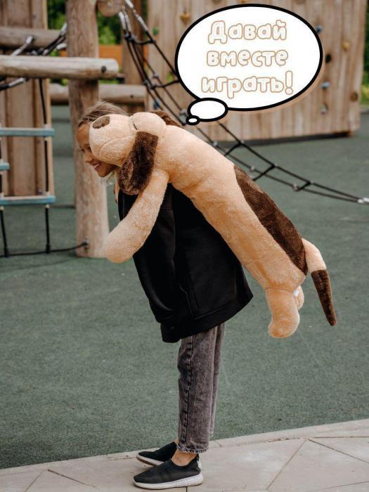 Мягкая игрушка для девочек мальчиков большая плюшевая собака батон подушка обнимашка антистресс для сна - фото 6 - id-p215912609