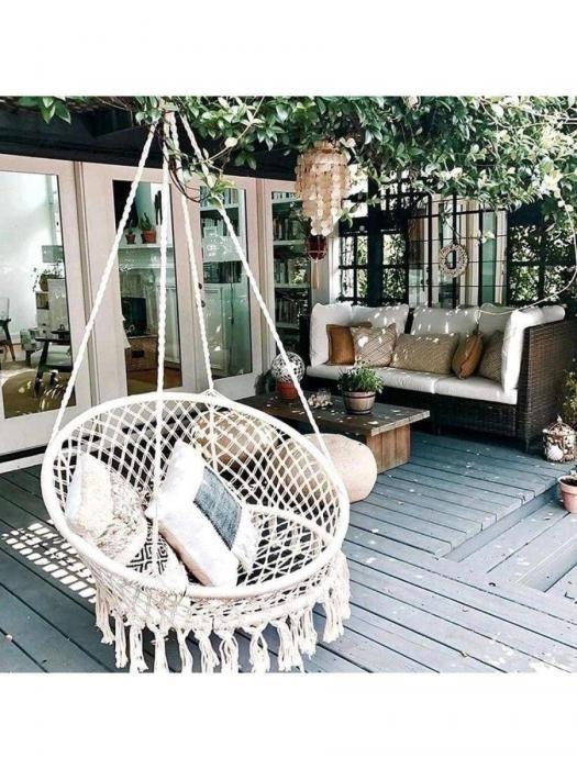 Кресло качели подвесные садовые гамак плетеный для сада дачи террасы и отдыха на природе балконе макраме - фото 7 - id-p215912612