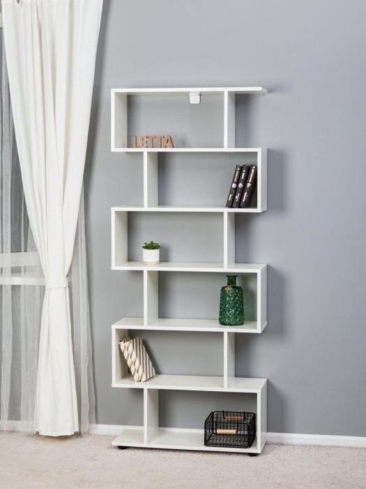 Книжный стеллаж NS25 белый деревянный напольный шкаф для книг дома из дерева - фото 5 - id-p215917257