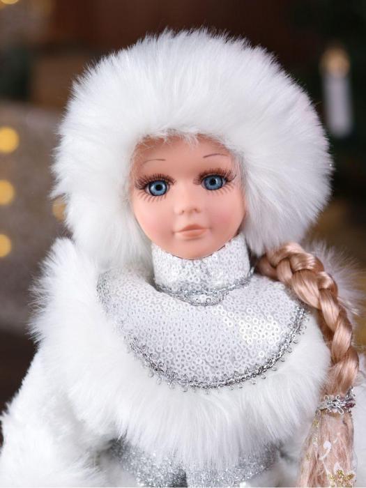 Музыкальная игрушка Снегурочка поющая под елку новогодняя кукла фигурка 40 см фигура декоративная - фото 5 - id-p215916215