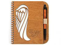 Деревянный блокнот скетчбук Орландо Крыло 40 листов 009004блк005 с ручкой для записей рисования личный дневник