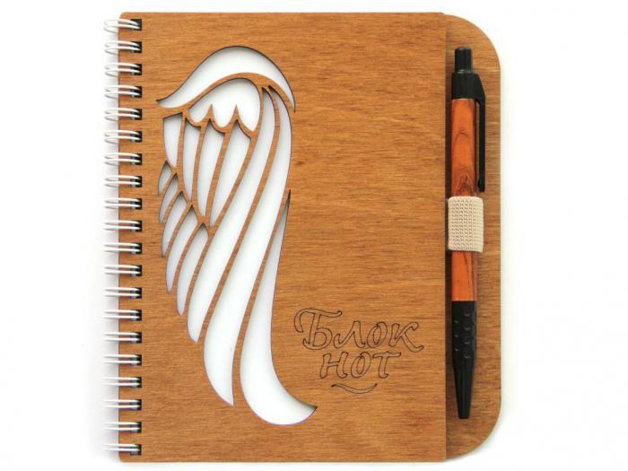 Деревянный блокнот скетчбук Орландо Крыло 40 листов 009004блк005 с ручкой для записей рисования личный дневник - фото 1 - id-p215922444