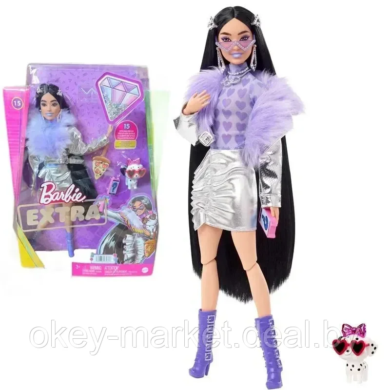 Кукла Barbie Экстра брюнетка в серебристом наряде HHN07 - фото 9 - id-p184178386