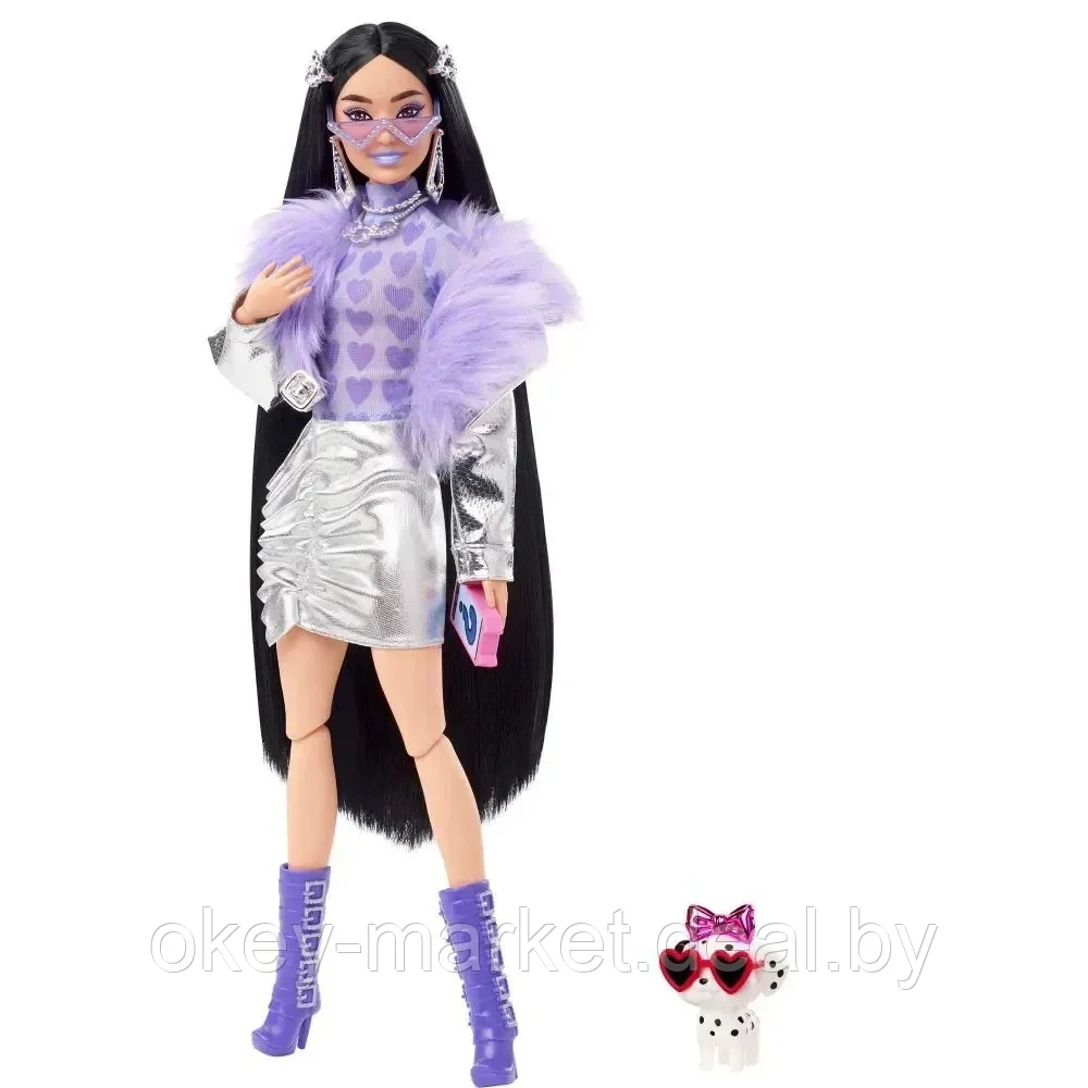 Кукла Barbie Экстра брюнетка в серебристом наряде HHN07 - фото 1 - id-p184178386