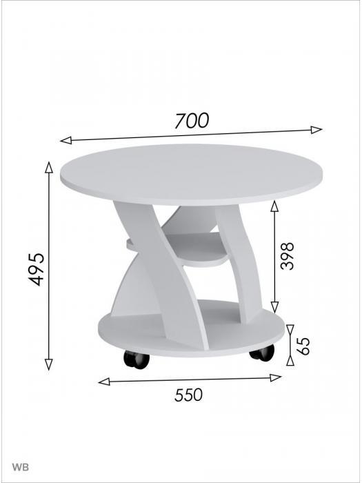 Стол журнальный на колесиках NS42 белый круглый столик чайный кофейный подкатной деревянный в гостинную - фото 6 - id-p215917294