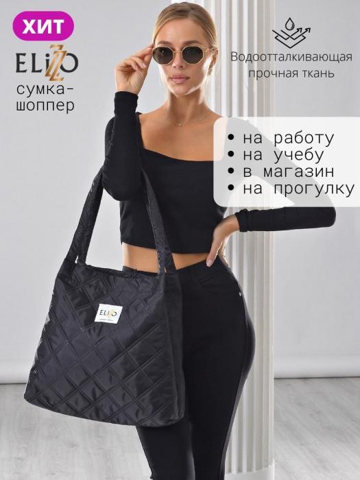 Сумка шоппер стеганая для фитнеса большая женская тканевая стильная повседневная черная для покупок - фото 1 - id-p215917306