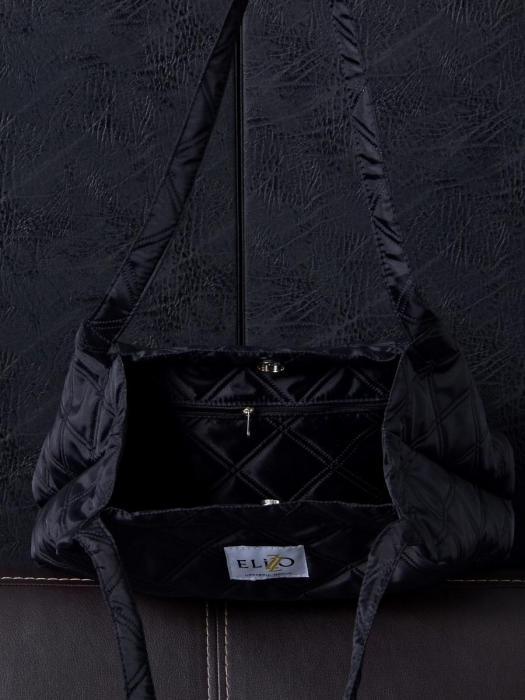 Сумка шоппер стеганая для фитнеса большая женская тканевая стильная повседневная черная для покупок - фото 3 - id-p215917306