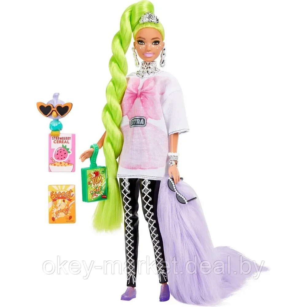 Кукла Барби Экстра с зелеными неоновыми волосами HDJ44 - фото 9 - id-p193224030