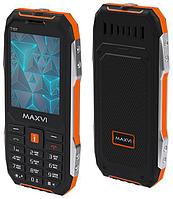 Кнопочный телефон с мощным аккумулятором большой батареей MAXVI T101 orange