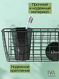 Корзина металлическая корзинка для хранения шкафа кухни ванной подвесная полка на присосках кухонная черная, фото 4
