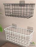 Корзина металлическая корзинка для хранения шкафа кухни ванной подвесная полка на присосках кухонная черная, фото 7