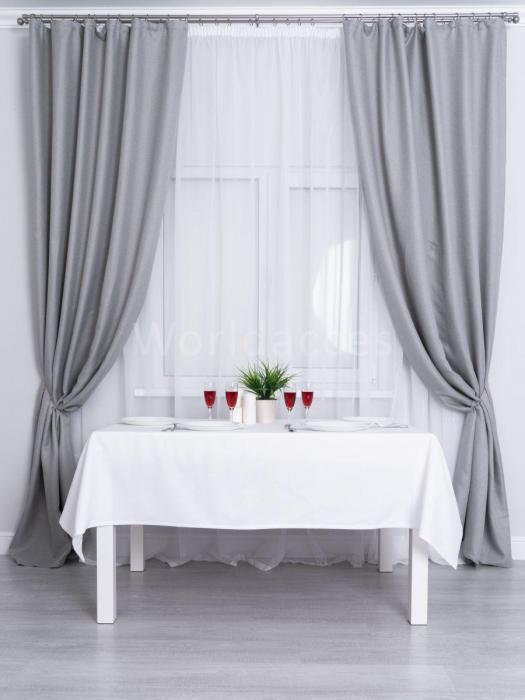 Скатерть белая тканевая на стол прямоугольная для кухни праздничная однотонная многоразовая 210х150 - фото 10 - id-p215913923