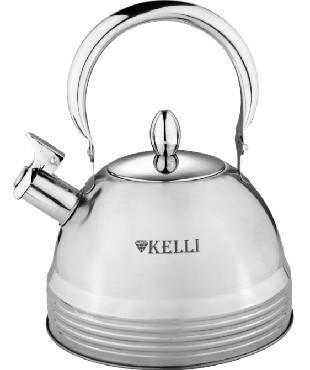 Металлический чайник со свистком KELLI KL-4324 из нержавеющей стали 3 литра для газовой индукционной плиты - фото 1 - id-p215918462