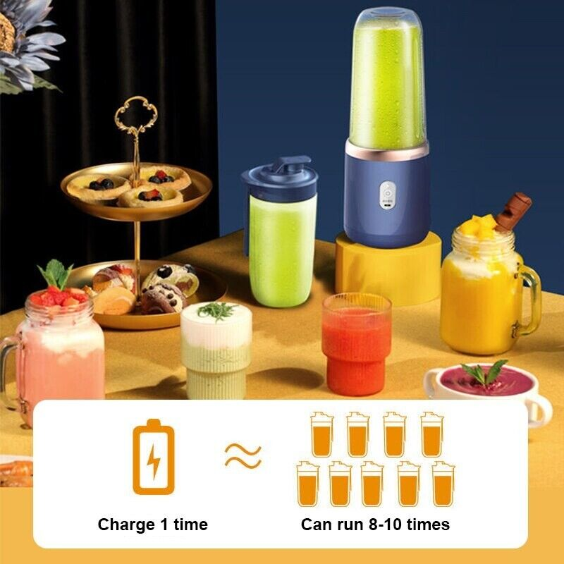 Портативный блендер Small Portable Juice 3 в 1, 40W для смузи, коктейлей, детского питания (6 лезвий, запасная - фото 2 - id-p215941793