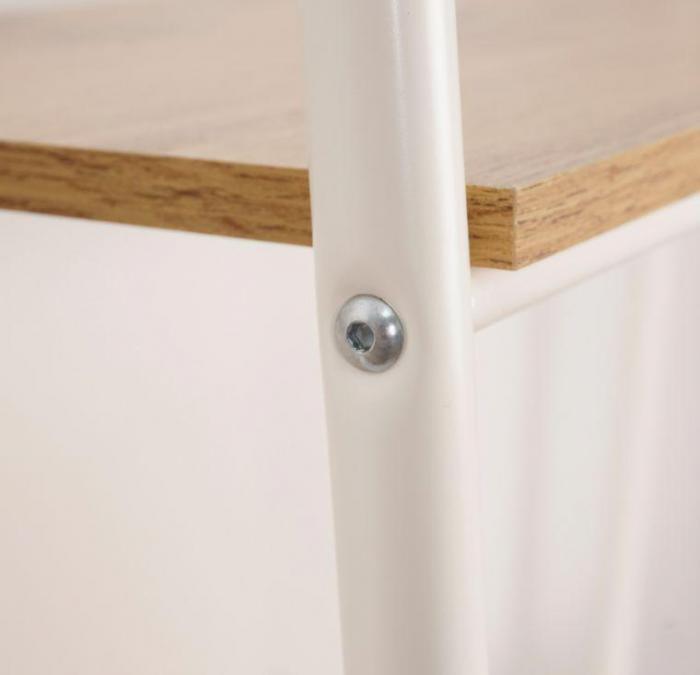 Стеллаж металлический лофт скандинавия для книг дома VS32 белый напольный книжный с деревянными полками - фото 3 - id-p215915360