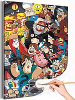 Картины по номерам на холсте Гравити Фолз Герои Gravity Falls на подрамнике 40х60 рисование живопись для детей