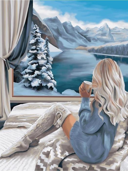 Картины по номерам на холсте Девушка природа горы на подрамнике 40х50 рисование живопись - фото 3 - id-p215915394