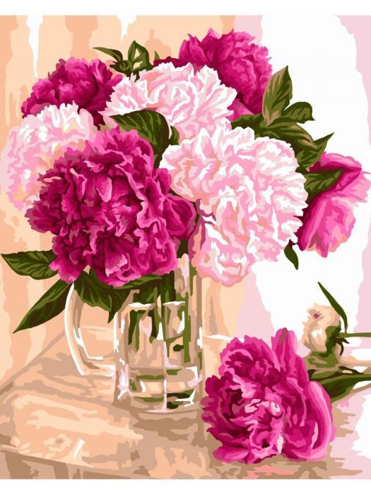 Картина по номерам цветы Пионы природа на холсте 40х50 рисование живопись на подрамнике - фото 3 - id-p215915396