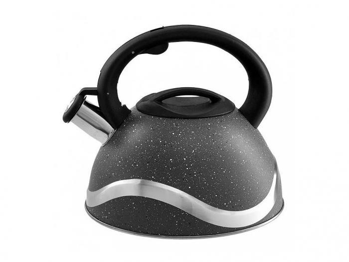 Чайник со свистком из нержавейки металлический Webber BE-0573 черный 3л индукционный - фото 1 - id-p215920633