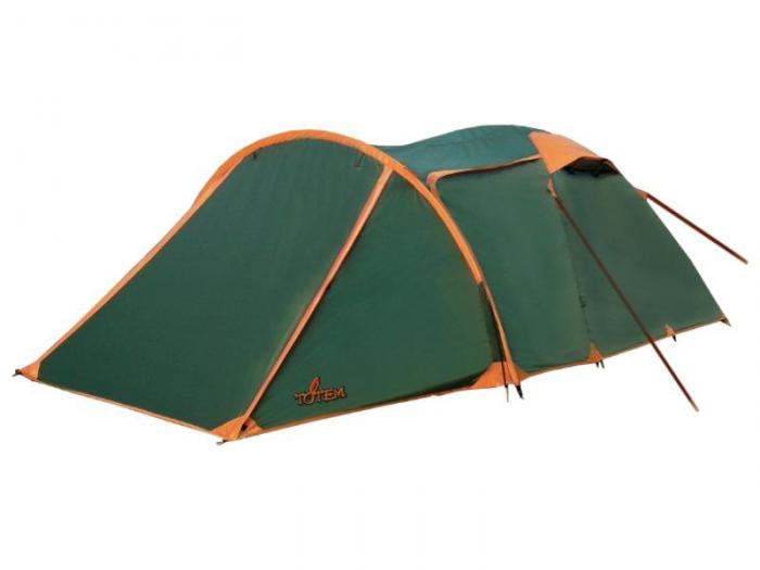 Палатка трехместная двухслойная Totem TTT-016 V2 Carriage зеленая летняя туристическая 3 местная с тамбуром - фото 1 - id-p215920662