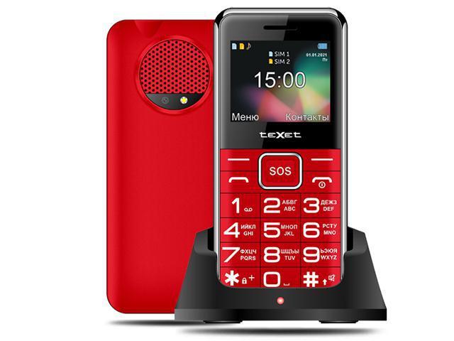 Кнопочный сотовый телефон teXet TM-B319 красный мобильный с большими кнопками - фото 1 - id-p215917525