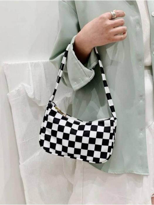 Сумка клатч вечерний Barsca черно-белая женская маленькая сумочка багет светлая для телефона - фото 6 - id-p215914132