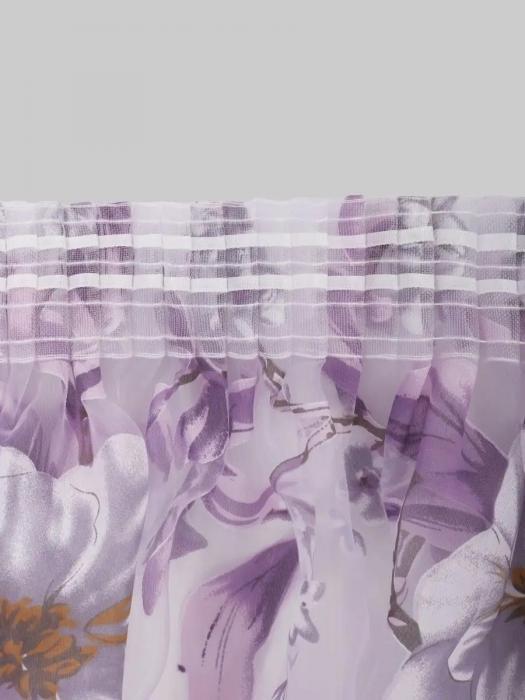Органза тюль в спальню кухню занавеска для гостиной с рисунком цветами 300х260 готовая на окна шторной ленте - фото 8 - id-p215912880