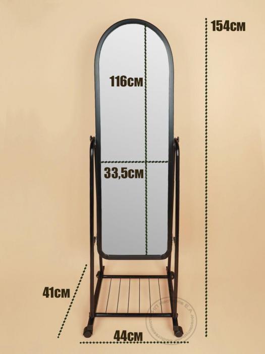 Зеркало напольное в полный рост на колесиках интерьерное в прихожую черное - фото 9 - id-p215915507