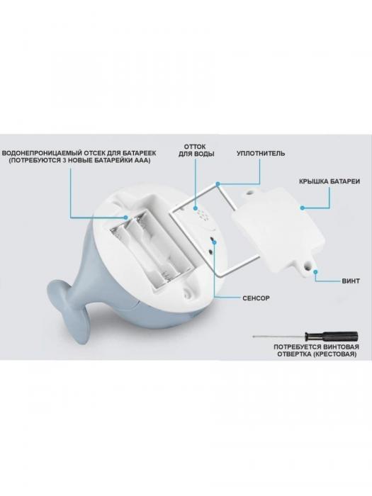 Игрушка для ванной купания малыша детская Кит фонтан с подсветкой Китенок фонтанчик - фото 8 - id-p215915521