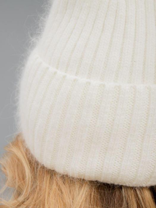Шапка женская зимняя вязаная из ангоры бини тыковка флисовая - фото 3 - id-p215915525