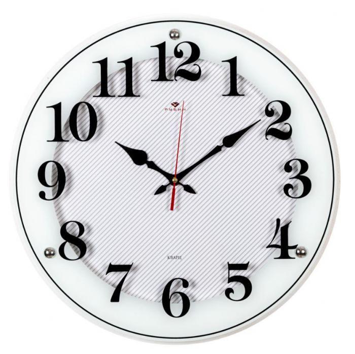 Часы настенные интерьерные бесшумные стильные круглые на стену для спальни зала белые РУБИН 4040-1241W - фото 1 - id-p215916567