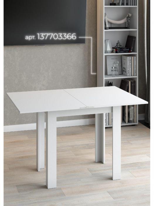 Стол кухонный обеденный раскладной трансформер складной для дома кухни зала белый прямоугольный столик - фото 5 - id-p215915545