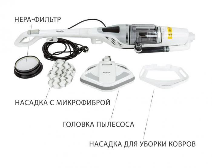 Паровая швабра пылесос для влажной уборки пола плитки паркета дома мощный моющий проводной PIONEER VC465S - фото 2 - id-p215914337