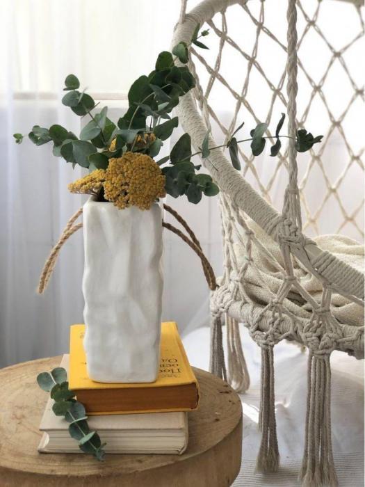 Кашпо статуэтка ваза белая декоративная большая для цветов интерьера декора дома комнаты - фото 5 - id-p215915572